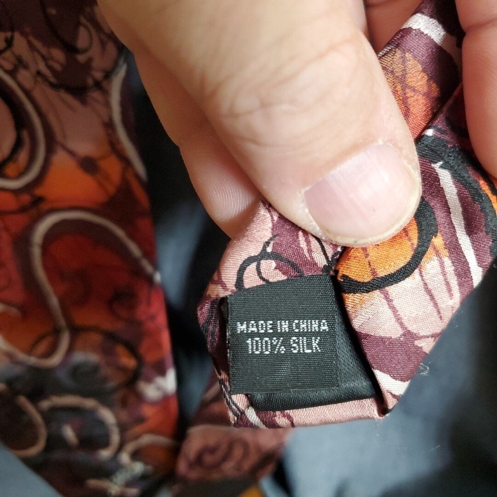 J. Garcia OS Necktie Mens Orange Another Butterfly Silk Artist Proof No 2014 Tie - Picture 3 of 5